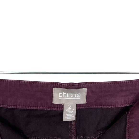 Chico's Womens Pants Stretch Ankle High Rise Zip Fly Burgundy‎ Size 2 Reg - Picture 4 of 6